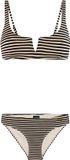 Protest PRTBurst Bikini Set Dames - Kit Offwhite - Gestreept - Haak- en oogsluiting - Uitneembare vulling - Medium dekking - XL
