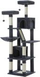 Merkloos / Sans marque Corvance B.V. Kattenboom - Kitten Krabpaal - Katten Klimmuur - Sisal Krabpalen - Grote - 180cm Hoog - Meerdere Verdiepingen - Krabpalen - Krabplanken - Arbre a Chat - Hangmatten - Donkergrijs