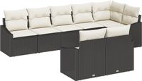 vidaXL Tuinbank Set Zwart en Wit Polyrattan 8-delig
