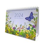 Exacompta - Ref GS038Z 2024 Bureaukalender/Maandelijkse Planner Vlinder Ontwerp Maand per Pagina Inclusief Britse Feestdagen 210mm x 150mm