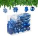 Relaxdays 100 stuks glinsterende plastic kerstballen, mat en glanzend, in 10 verschillende designs, blauw