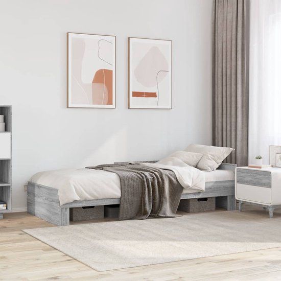 vidaXL Bedframe - Grijs Sonoma Eiken - 75x190 cm