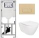 Geberit QeramiQ Salina Toiletset - rimless - Geberit inbouwreservoir - diepspoel wandcloset - softclose - quickrelease - beige bedieningspaneel - rechthoekige knoppen - wit glans