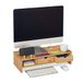 Relaxdays monitorstandaard bamboe, open vak, 2 lades, verhoging voor beeldscherm, laptop, HBD: 13 x 54 x 23 cm, naturel