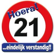 Paper Dreams Huldeschild verkeersbord 21 Jaar!