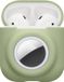 kwmobile Oordopjes Case Geschikt voor Apple Airpods 1 & 2 Hoesje - Oortjes Cover met AirTag Houder - In-ear Koptelefoon Hoes - Silicone in Matcha Groen