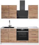 Vicco Eenpersoonskeuken Fame-Line, Goudkleurig Eiken/Wit, 190 cm, WB Marmer
