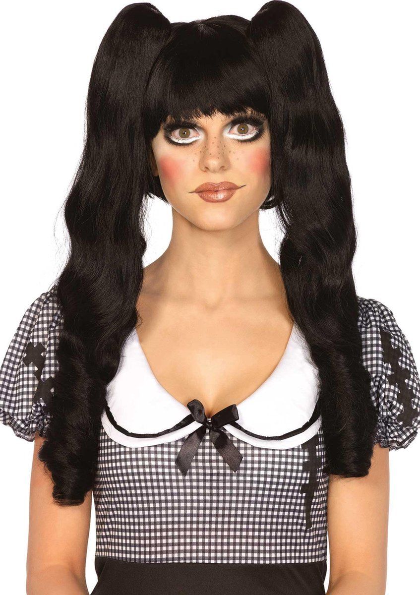 Leg Avenue A2732 - Dolly bob pruik met optionele ringlet clips - zwart - één maat