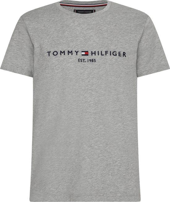 Tommy Hilfiger Logo T-shirt - Grijs - Heren - Maat XL