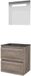 Basic Line Economic 46 Badkamermeubelset - 60 x 46 cm - Greeploos - 2 Lades - Hardstenen Wastafel - 1 Kraangat - Spiegel met LED Verlichting - Scotch Oak
