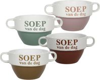 Bellatio Design Soepkommen - Soep van de dag - 4x stuks - multi kleuren - keramiek - D12 x H8 cm
