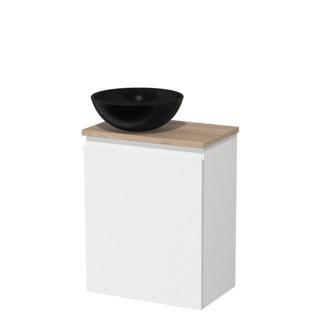 Maxaro Modulo Toiletmeubel 41 cm - Mat Wit - Lichtbruin Eiken