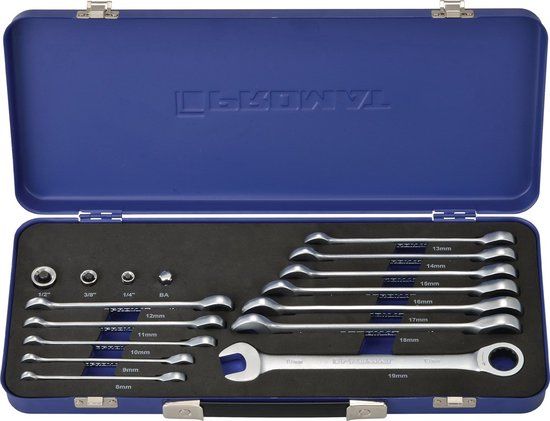 Promat 16-delige steek-/ringratelsleutel-set 8-19mm