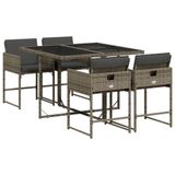 vidaXL 5-delige tuinset met kussens, grijs, polyrotan