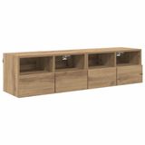 vidaXL TV-wandkasten - Set van 2 - Artisanaal Eiken - Bewerkt Hout