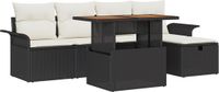 vidaXL Tuinbank - Set - 6 - st - Zwart - poly - rattan
