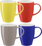 Bellatio Design Koffiemokken/Bekers Paris - 4 stuks - Porselein - Multi Regenboog - 350 ml