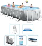 Intex Prism Frame Piscine - 610x305x122 cm - Ovale - Avec pompe de filtration + accessoires