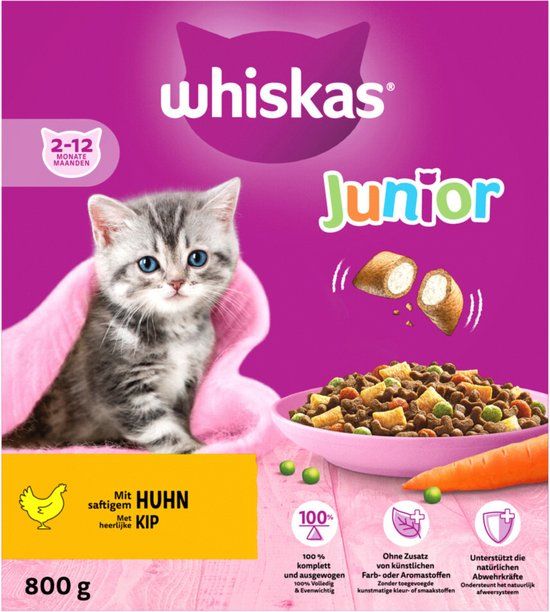 Whiskas Brokjes Junior - Kattenvoer - Kip 800 g
