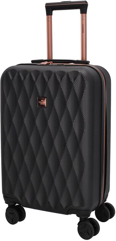 Charm London Honey Koffer - S - Handbagage - 40 Liter - TSA Slot - 55 x 35 x 22.5 cm - Cabin Size - Travel - Reizen - Zwart