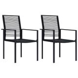 VidaXL Tuinstoelen 2 stuks Polyrattan Staal Zwart
