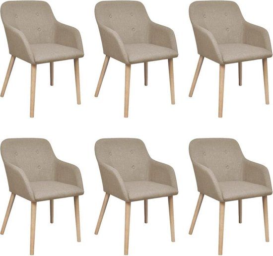 VidaXL Eetkamerstoelen 6 stuks Beige Polyester