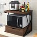 BAKAJI Mobiel rek, magnetronrek, metalen frame met MDF-plaat en lade, organizer, rek, gebruiksvoorwerpenhouder, keuken, modern design, 54 x 35 x 50 cm (walnoot)