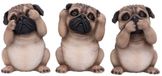Nemesis Now Drie Wijze Mopshondjes Beeldjes Bruin Polyresin 8.5cm