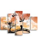 Homemania Plaat brug 5 natuur en landschappen voor woonkamer, meerkleurig, 95 x 0,3 x 60 cm, HM205MDF086, MDF