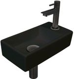 INK - Fonteinpack Porselein Rechts incl. Fonteinkraan - Design Sifon - Design Plug en Montageset - 360x180x90 Mm - Mat Zwart/metal Black