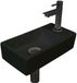 INK - Fonteinpack Porselein Rechts incl. Fonteinkraan - Design Sifon - Design Plug en Montageset - 360x180x90 Mm - Mat Zwart/metal Black