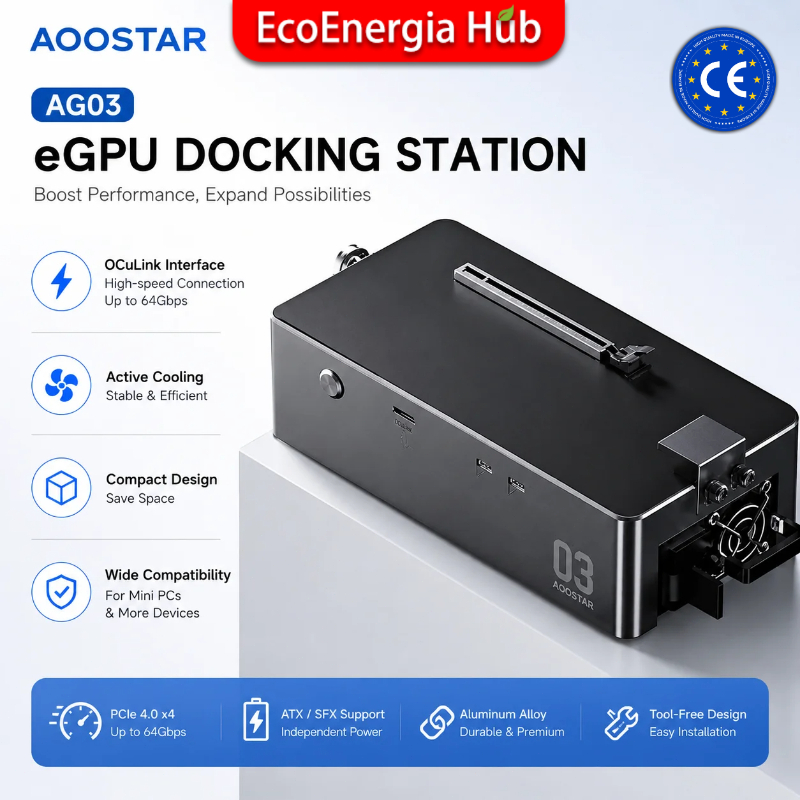 other AOOSTAR AG03 Externe GPU Docking Station Thunderbolt 5 80Gbps USB4 V2.0 OCuLink 800W Voeding 140W PD voor Laptop Mini PC EU