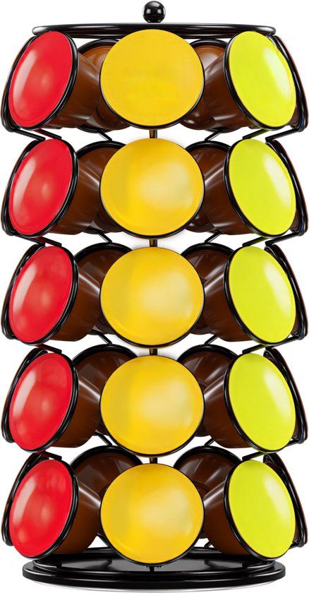 KitchenBrothers Koffiecups Houder - Capsulehouder - Geschikt voor Dolce Gusto - 35 Cups - Draaibaar - Zwart