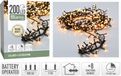 Micro Cluster 200 led - 4m - blanc chaud - Fonctionne sur piles - 8 fonctions d'éclairage - Mémoire - Minuterie