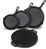 Blackwell Set de casseroles Fonte 4 pièces Poêle 16, 20 et 25 cm et Plaque de grill ø 30 cm