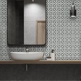 Ambiance Sticker Zelfklevende tegelmuurstickers voor keuken en badkamer - 24 cementtegelstickers (Azulejos Cara) - 24 stickers, 10x10cm