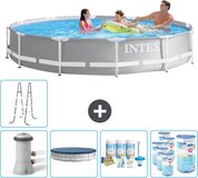 Intex Prism Frame Zwembad - 366 x 76 cm - Grijs - Inclusief Accessoires