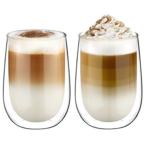 glastal set van 2 dubbelwandige 350 ml koffieglazen, theeglazen met handvat, borosilicaatglas, koffiekopjes, dubbelwandige glazen, koffiemokken, ideaal voor cappuccino, ijsthee, melk, sap, bier