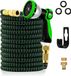Sans marque Tuyau d'arrosage flexible 45,5 m, tuyau d'eau en latex durable à 3 couches 3/4 pouce et 1/2 pouce raccords métalliques, tissu 3450D, anti-pli, tuyau d'arrosage avec pulvérisateur 10 fonctions