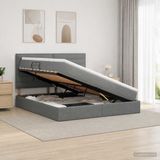 vidaXL Opbergbed met matras, donkergrijs, 140 x 200 cm, stof