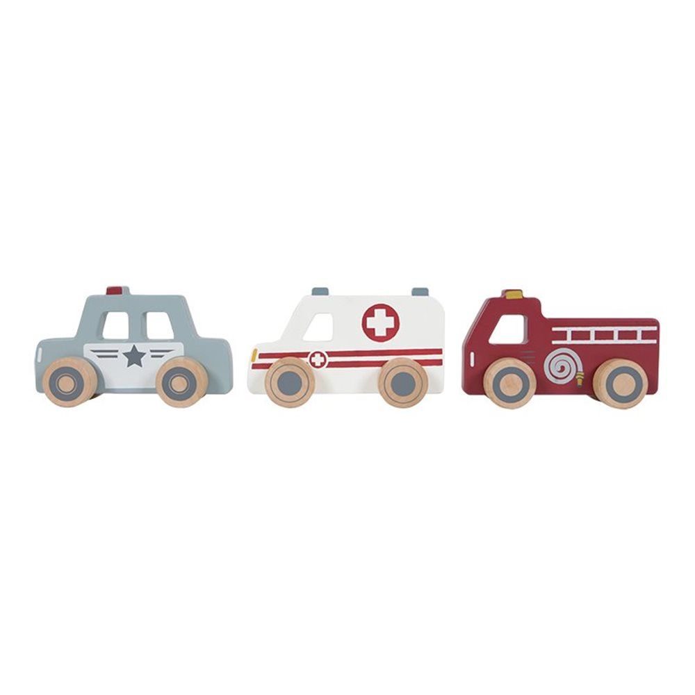 Little Dutch Hulpverleningsauto's - Emergency Services Vehicle Set - Wooden Toy Cars