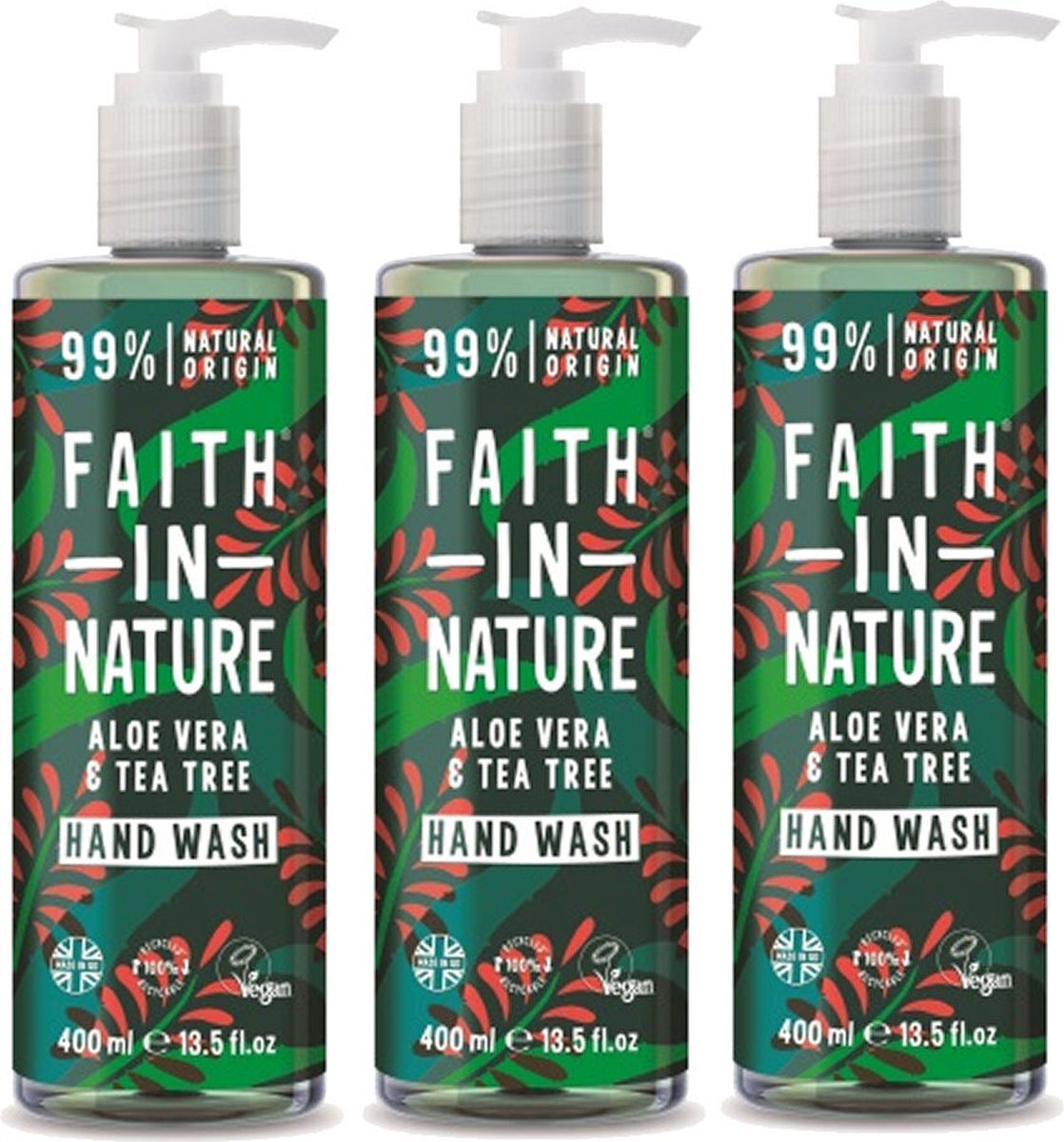 Faith In Nature - Hand Wash Aloe Vera & Tea Tree - 3 Pak
