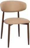 Giga Meubel Eetkamerstoel Alexia - Beige/Walnoot - PU Leer - Set van 2