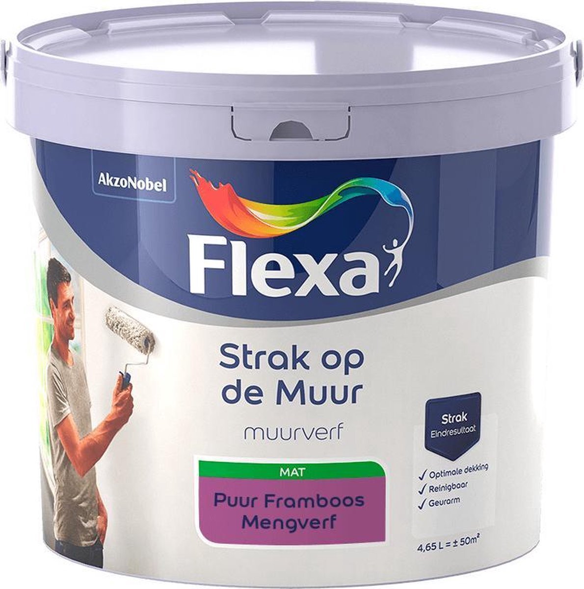 FLEXA Strak op de muur - Muurverf - Mengcollectie - Puur Framboos - 5 Liter