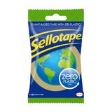 Sellotape Zero Plastic Tape, multifunctionele transparante tape voor huishoudelijke voorwerpen, doorzichtige verpakkingstape voor het plakken van enveloppen of kaarten, eenvoudig te gebruiken, 24 mm x 30 m