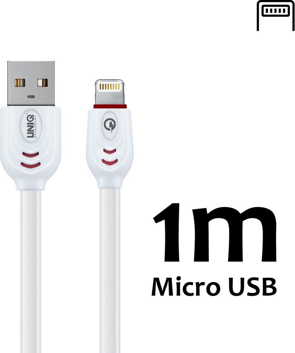 UNIQ Lightning USB Kabel Wit 1m 2.1A - 8719273250600