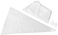 FMprofessional wegwerpspuitzak met 3 spuitmonden, polyethyleen, wit, 50 x 50 x 20 cm, 4-delig