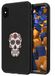 mumbi Hoes compatibel met iPhone X/XS mobiele telefoon Case Phone Case Double Grip met motief Calavera wit bont, zwart