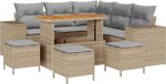 vidaXL Tuinset, 9 pièces, 8 places assises, beige et gris clair