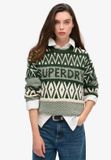 Superdry Trui met Merkpatroon en Ronde Hals Dames Groen
